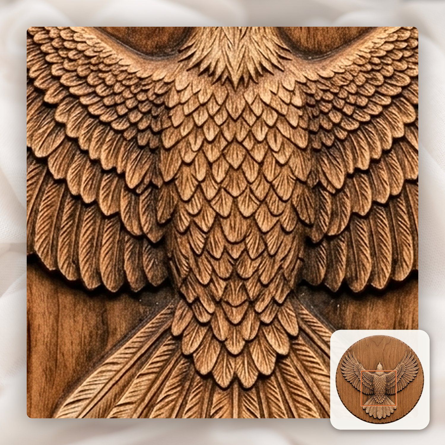Soaring Bald Eagle Wingspan CNC Relief STL bas-relief STL — view 10