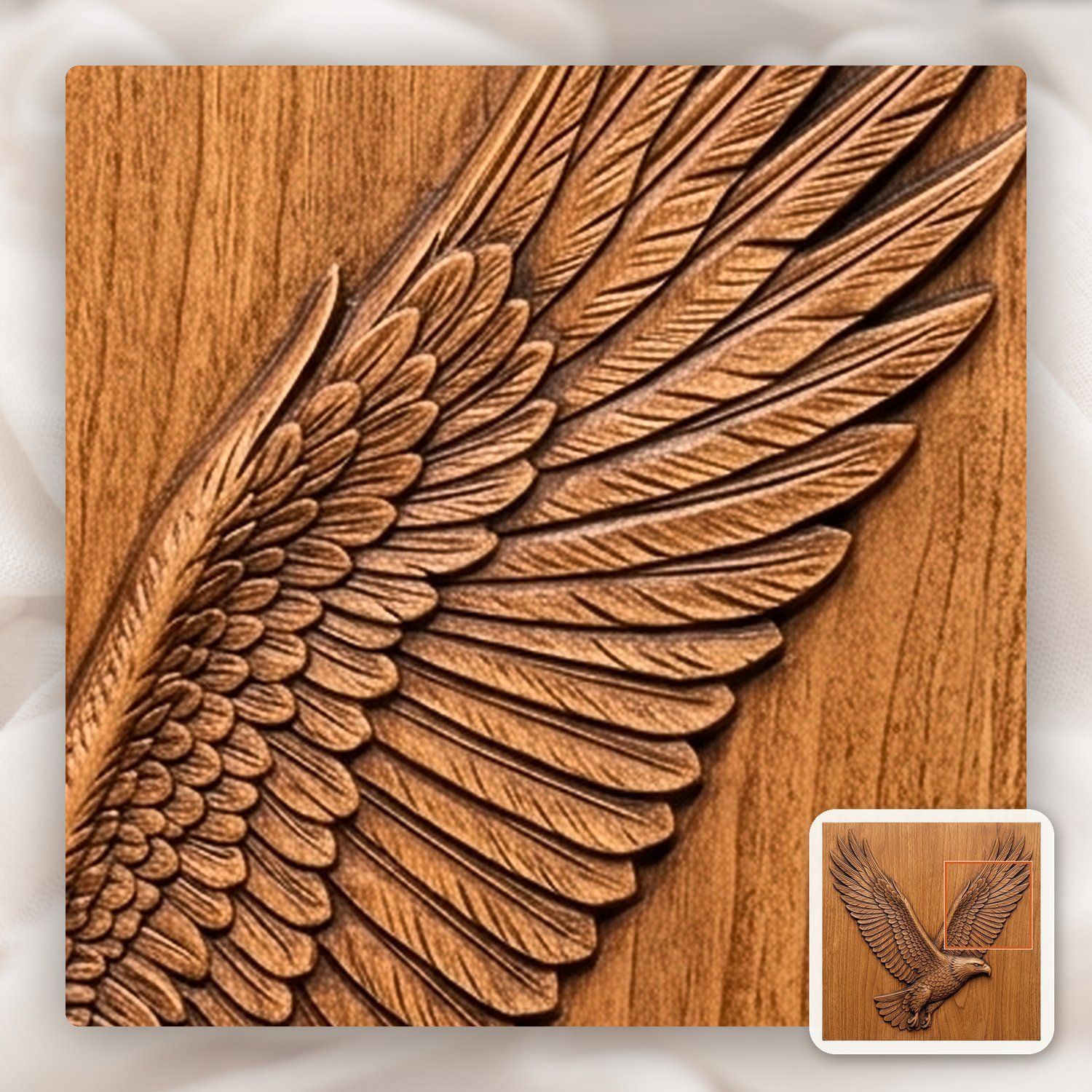 Soaring Majestic Bald Eagle CNC Relief STL bas-relief STL — view 11