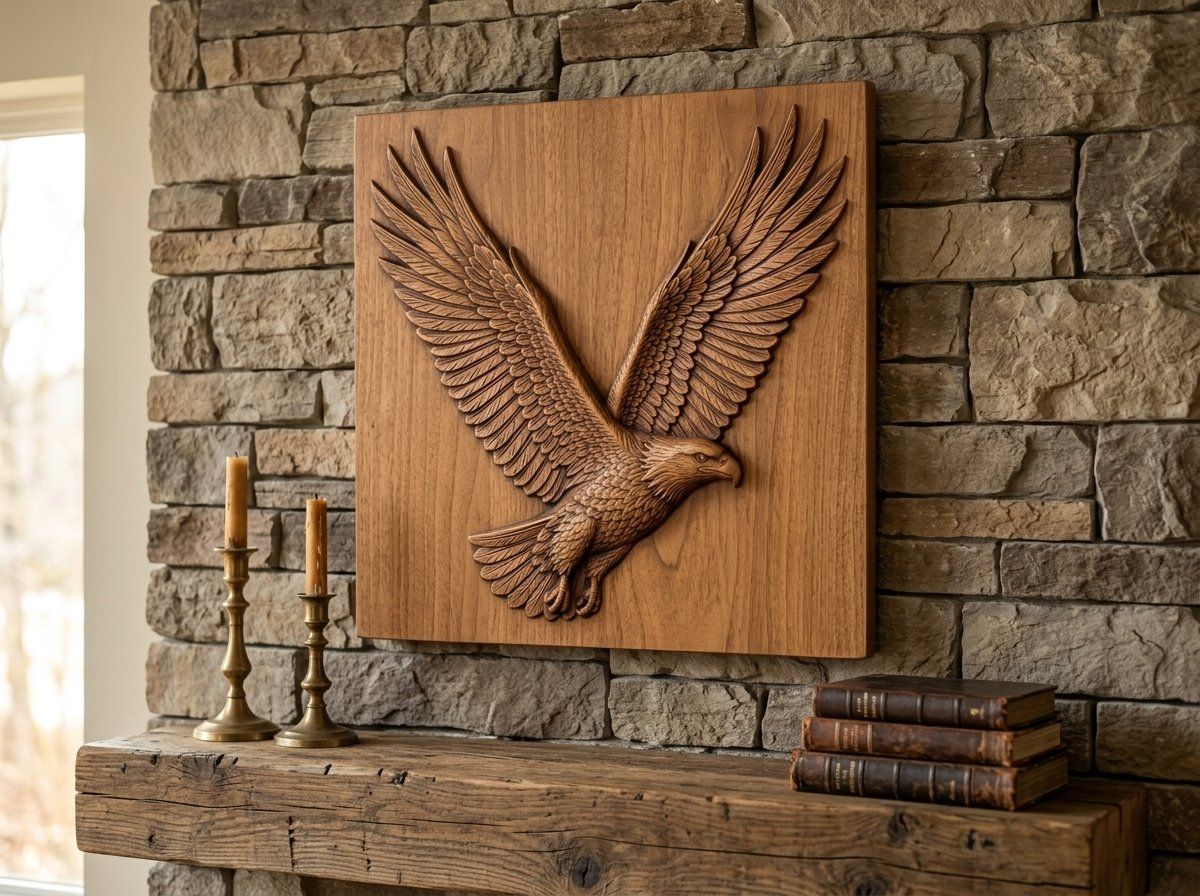 Soaring Majestic Bald Eagle CNC Relief STL bas-relief STL — view 12