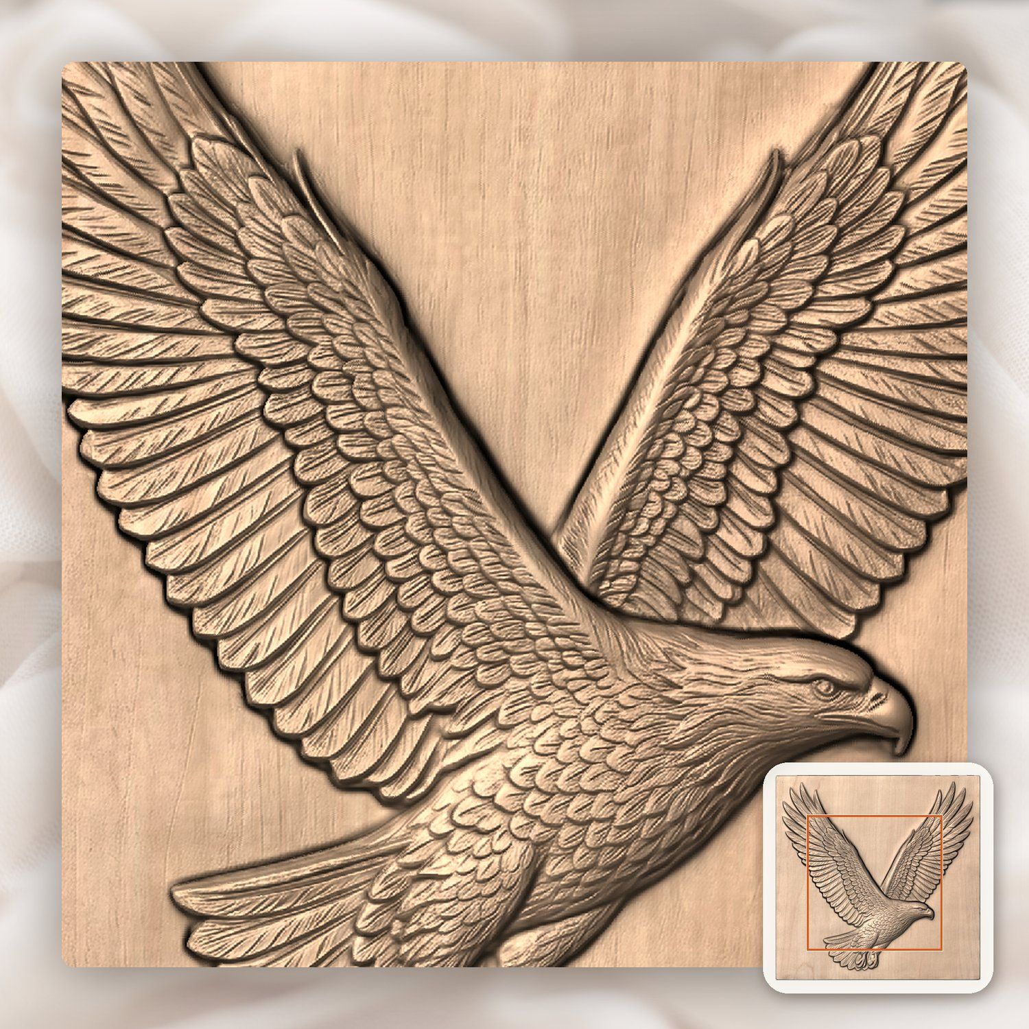 Soaring Majestic Bald Eagle CNC Relief STL bas-relief STL — view 6