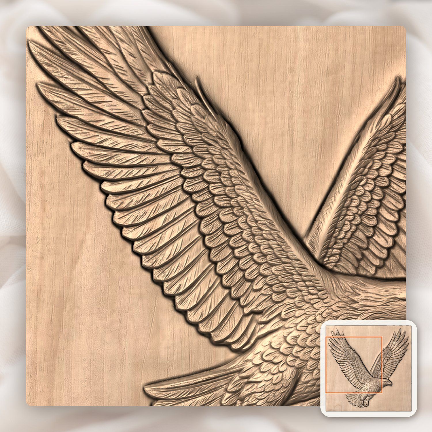Soaring Majestic Bald Eagle CNC Relief STL bas-relief STL — view 7