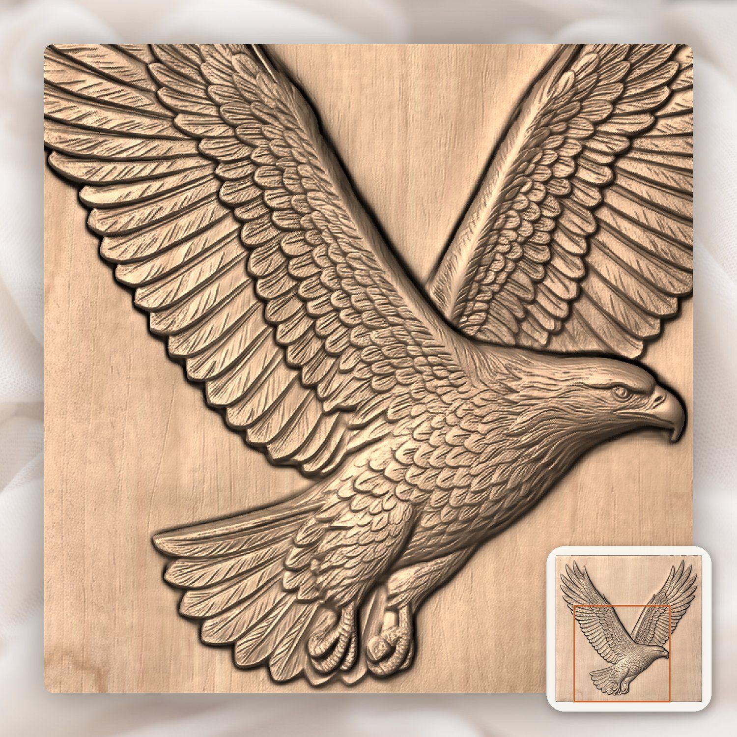 Soaring Majestic Bald Eagle CNC Relief STL bas-relief STL — view 8