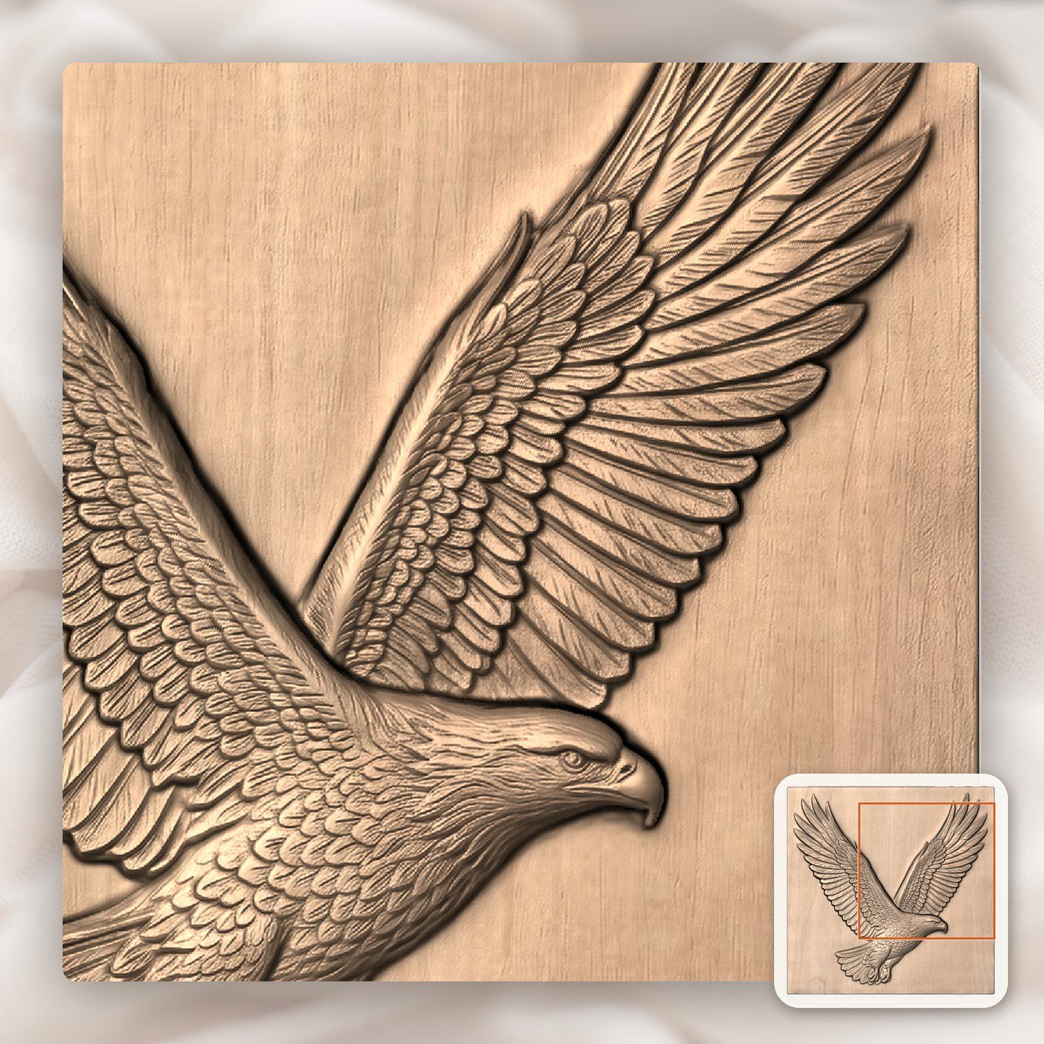 Soaring Majestic Bald Eagle CNC Relief STL bas-relief STL — view 9