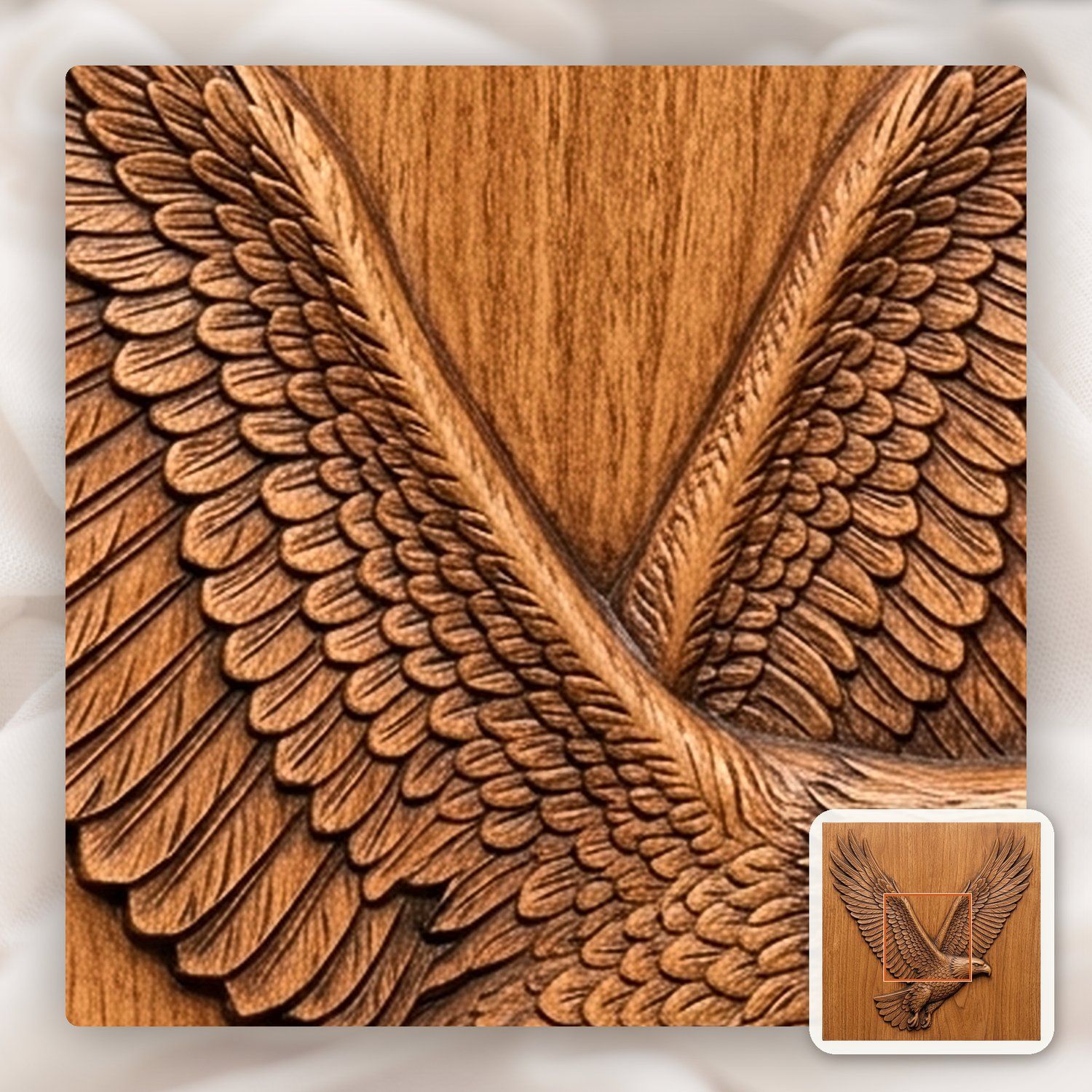 Soaring Majestic Bald Eagle CNC Relief STL bas-relief STL — view 10