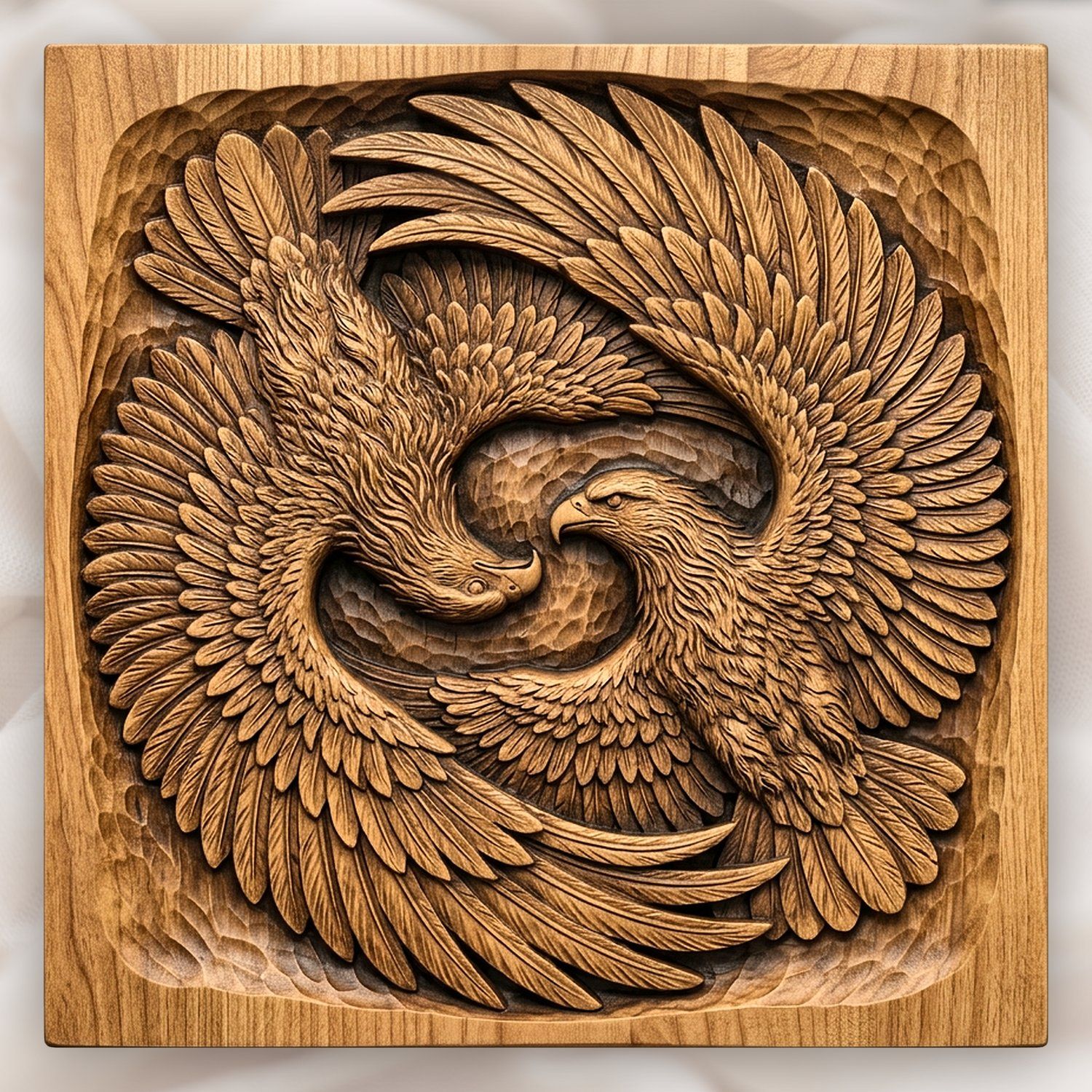 Soaring Twin Eagles Wildlife Nature CNC Relief STL bas-relief STL design