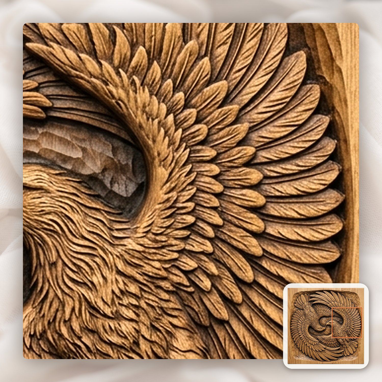 Soaring Twin Eagles Wildlife Nature CNC Relief STL bas-relief STL — view 12