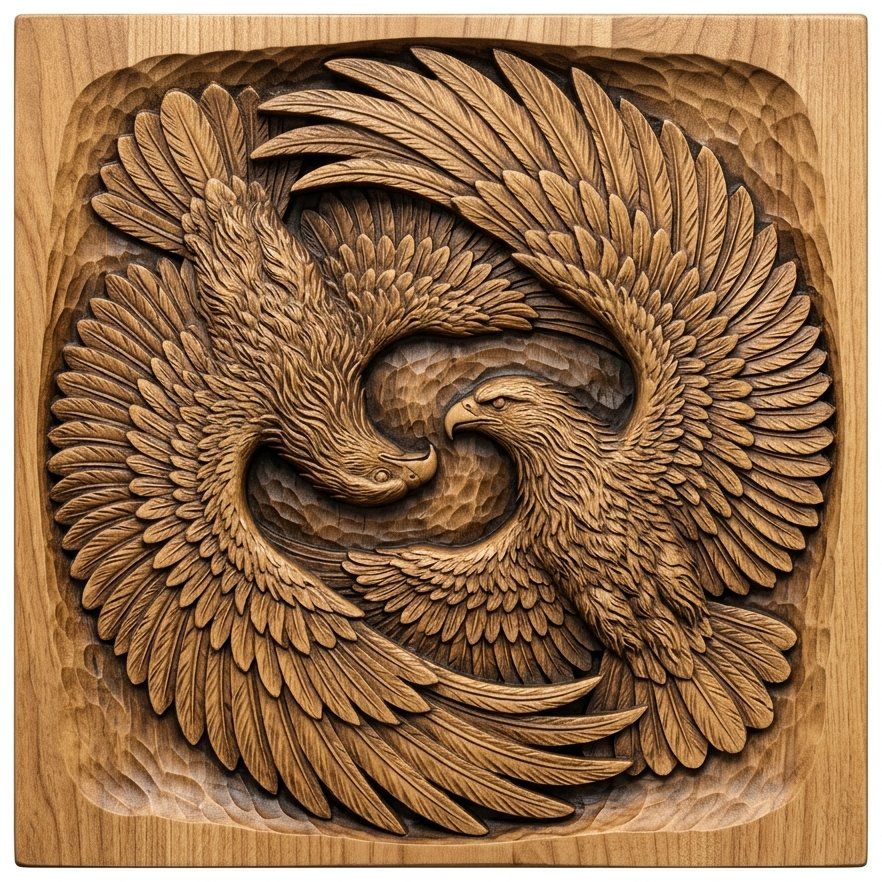 Soaring Twin Eagles Wildlife Nature CNC Relief STL bas-relief STL — view 13