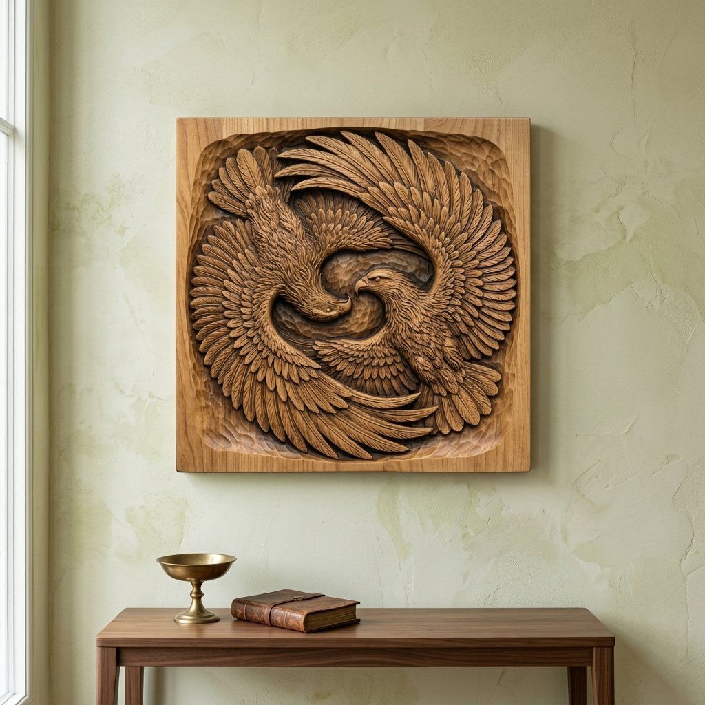 Soaring Twin Eagles Wildlife Nature CNC Relief STL bas-relief STL — view 14