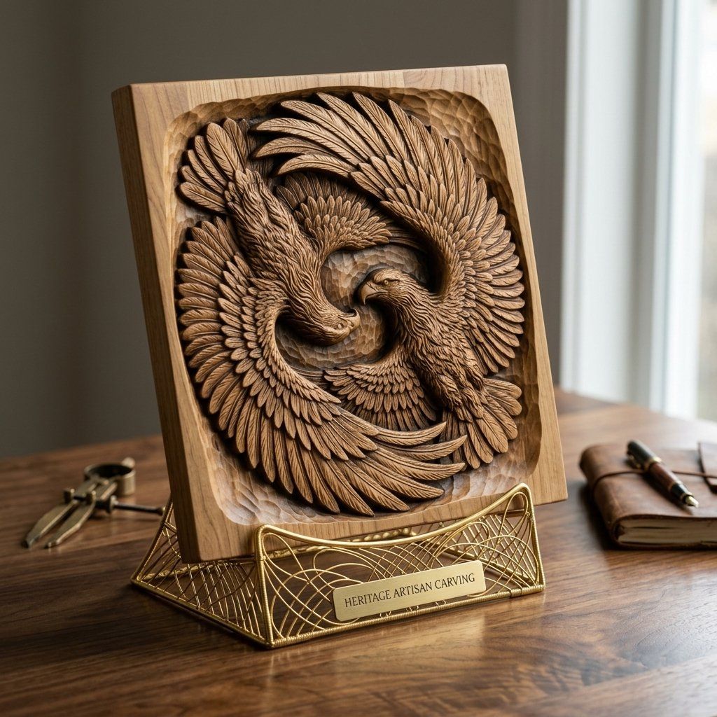 Soaring Twin Eagles Wildlife Nature CNC Relief STL bas-relief STL — view 3