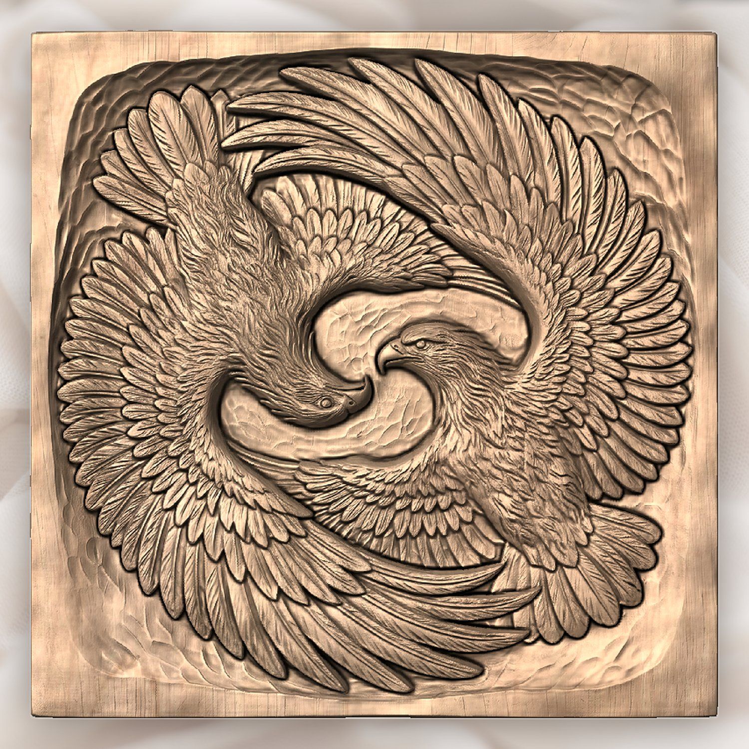 Soaring Twin Eagles Wildlife Nature CNC Relief STL bas-relief STL — view 4
