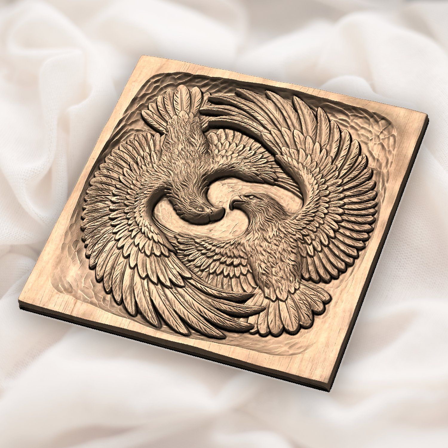 Soaring Twin Eagles Wildlife Nature CNC Relief STL bas-relief STL — view 5