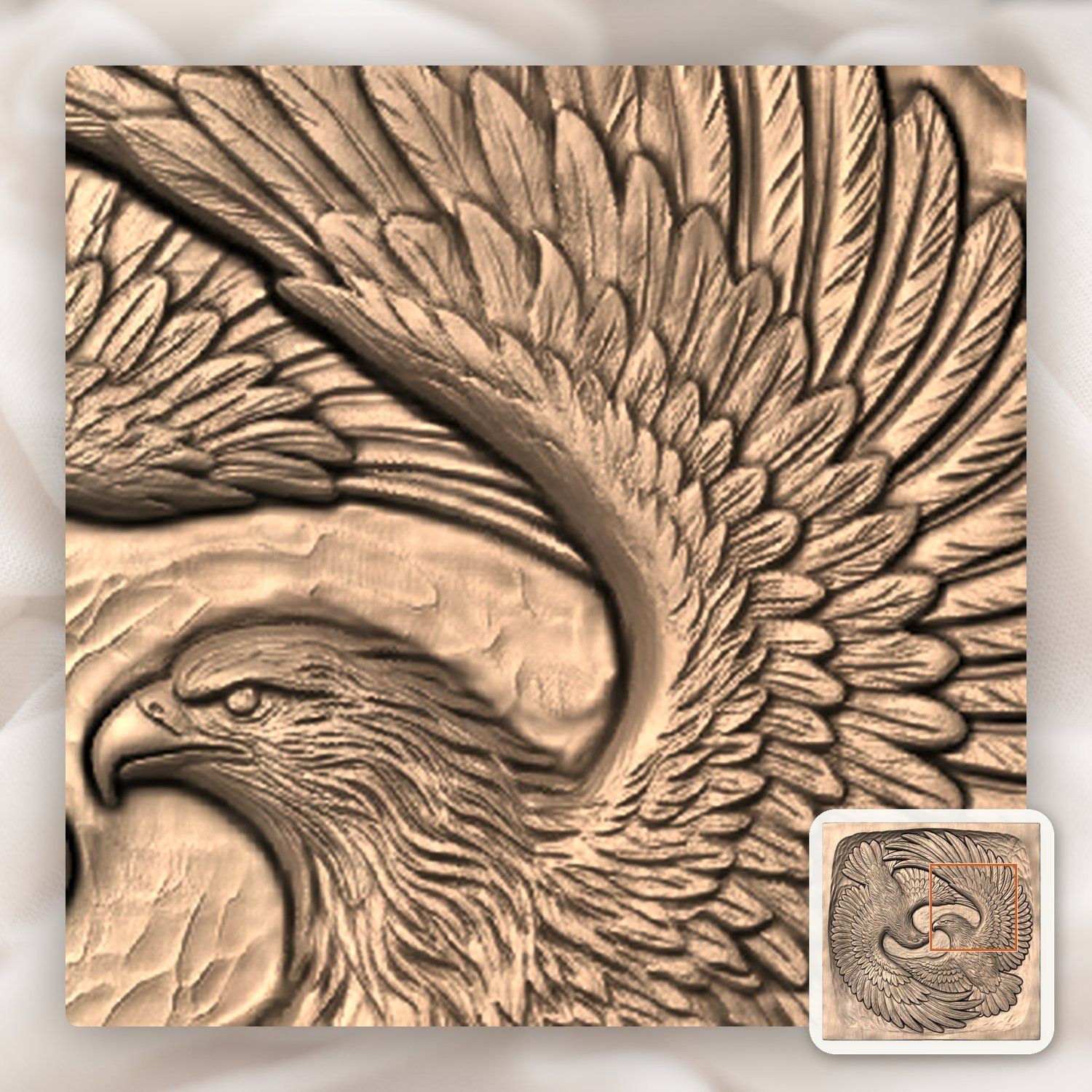Soaring Twin Eagles Wildlife Nature CNC Relief STL bas-relief STL — view 7