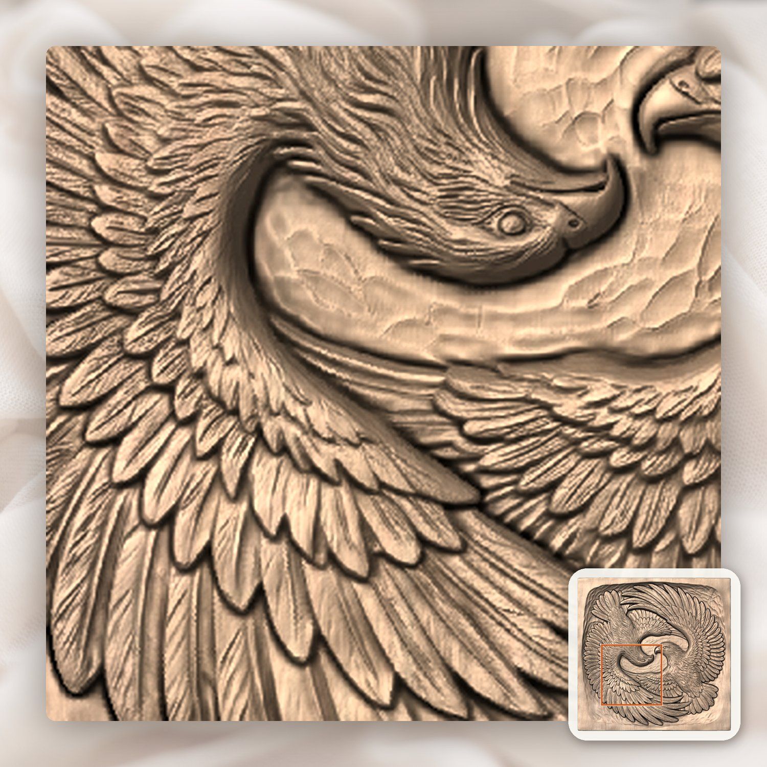 Soaring Twin Eagles Wildlife Nature CNC Relief STL bas-relief STL — view 8
