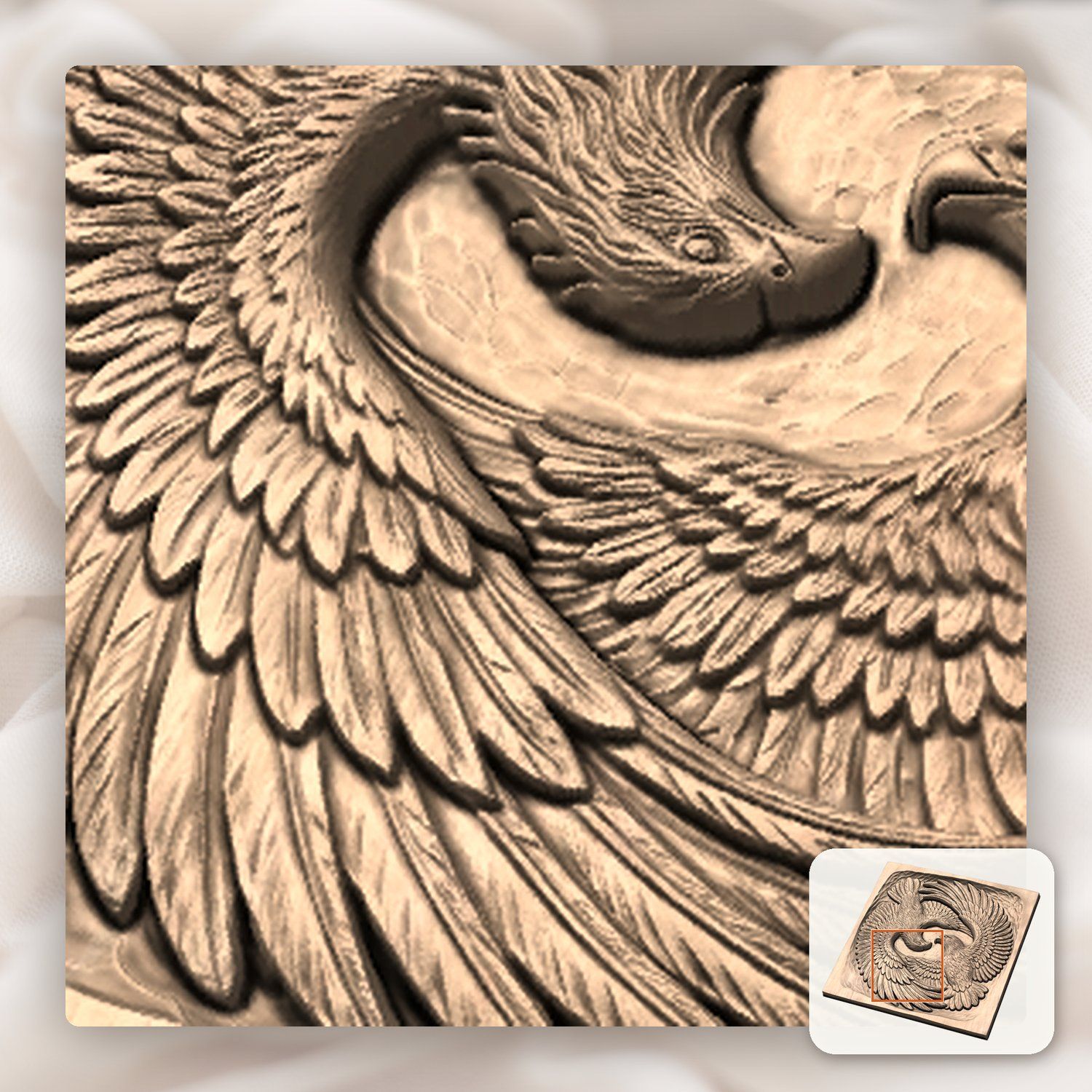Soaring Twin Eagles Wildlife Nature CNC Relief STL bas-relief STL — view 9