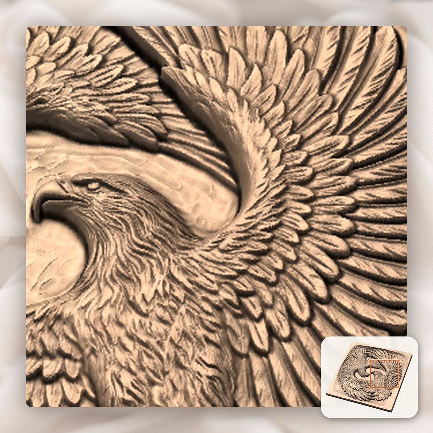 Soaring Twin Eagles Wildlife Nature CNC Relief STL bas-relief STL — view 10