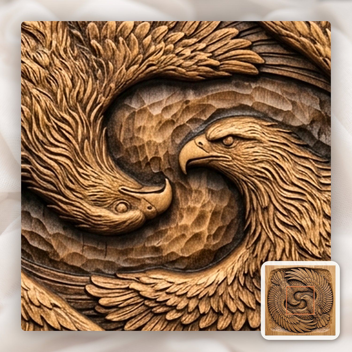 Soaring Twin Eagles Wildlife Nature CNC Relief STL bas-relief STL — view 11