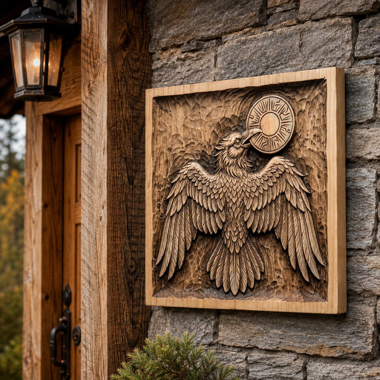Solar Raven Wall Art Panel bas-relief STL — view 5