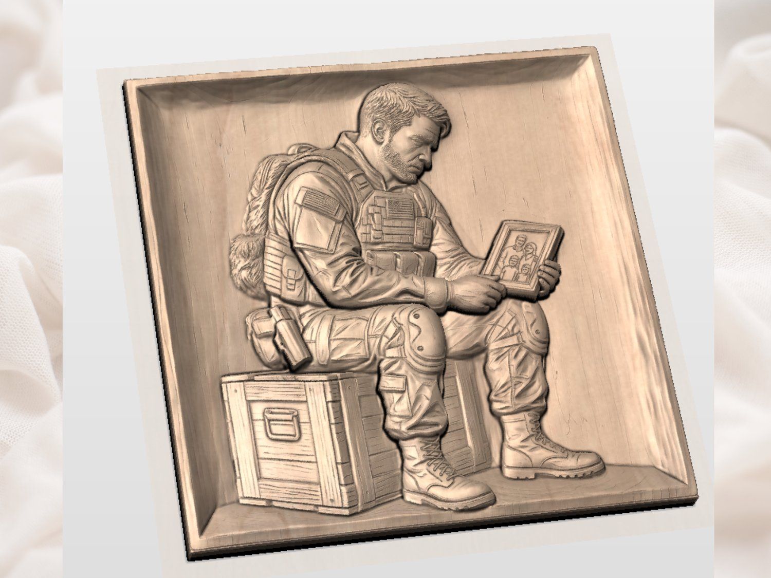 Soldier Family Sacrifice Memory CNC Relief STL bas-relief STL — view 3