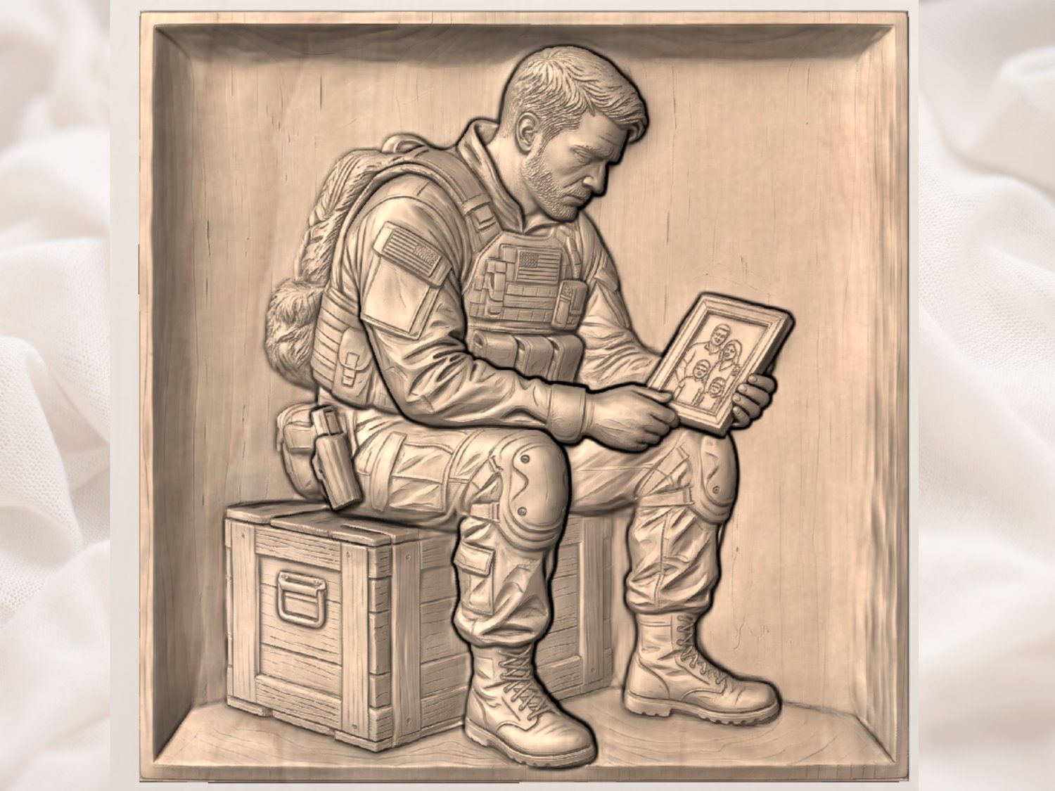 Soldier Family Sacrifice Memory CNC Relief STL bas-relief STL — view 4