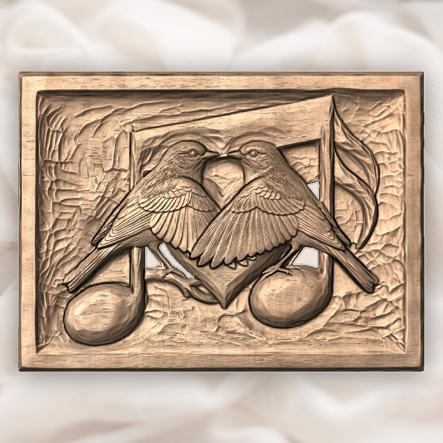 Songbird Heart Musical Note Wood Panel CNC Relief STL bas-relief STL — view 4