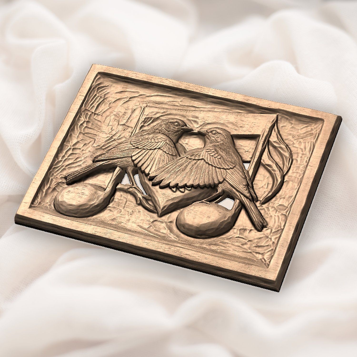 Songbird Heart Musical Note Wood Panel CNC Relief STL bas-relief STL — view 5