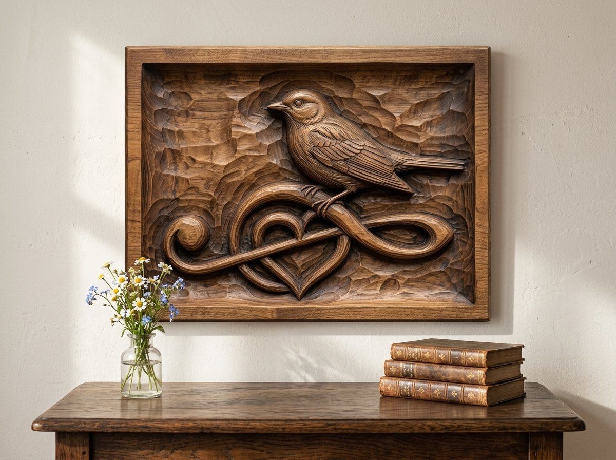 Songbird Heart Treble Clef CNC Relief STL bas-relief STL — view 13