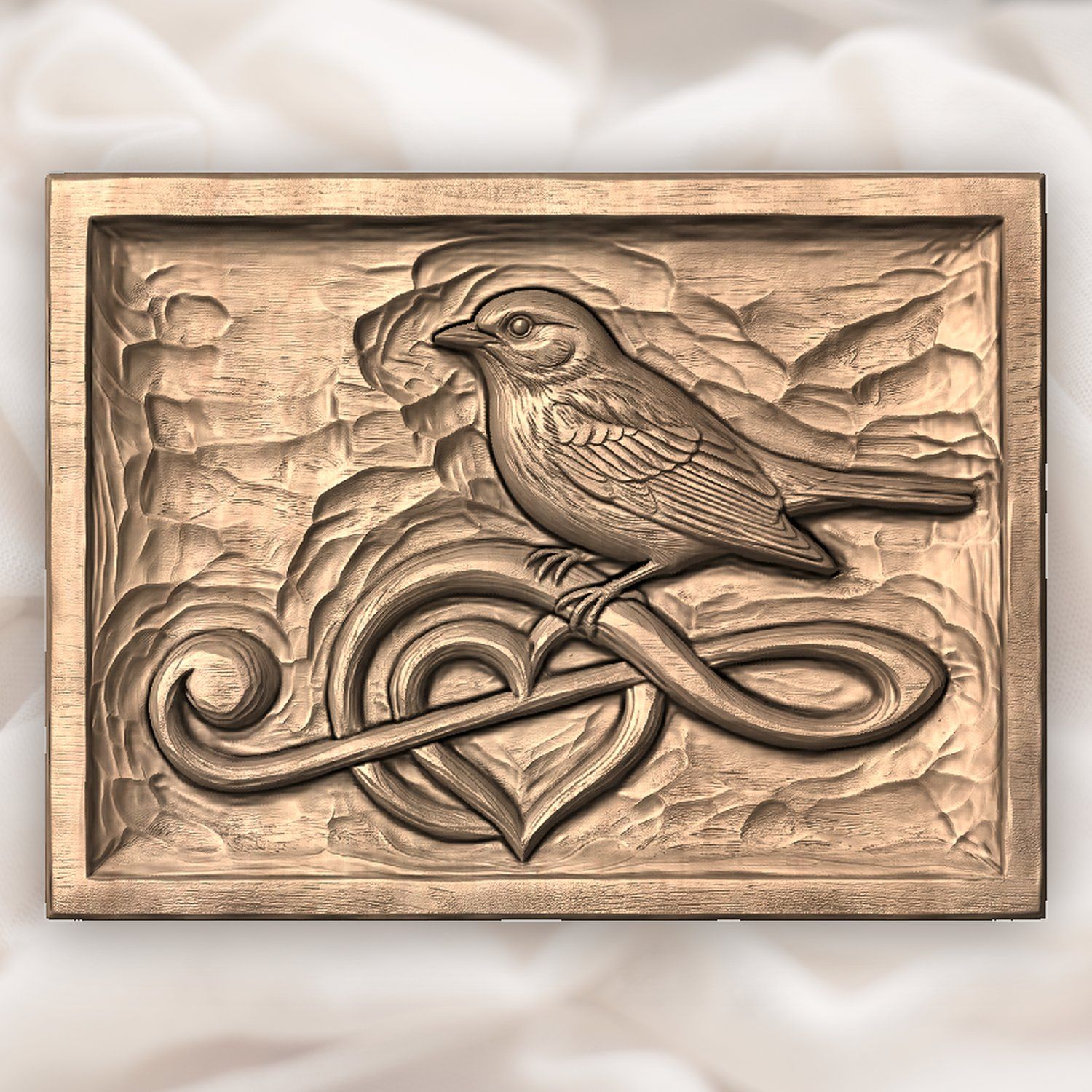Songbird Heart Treble Clef CNC Relief STL bas-relief STL — view 5