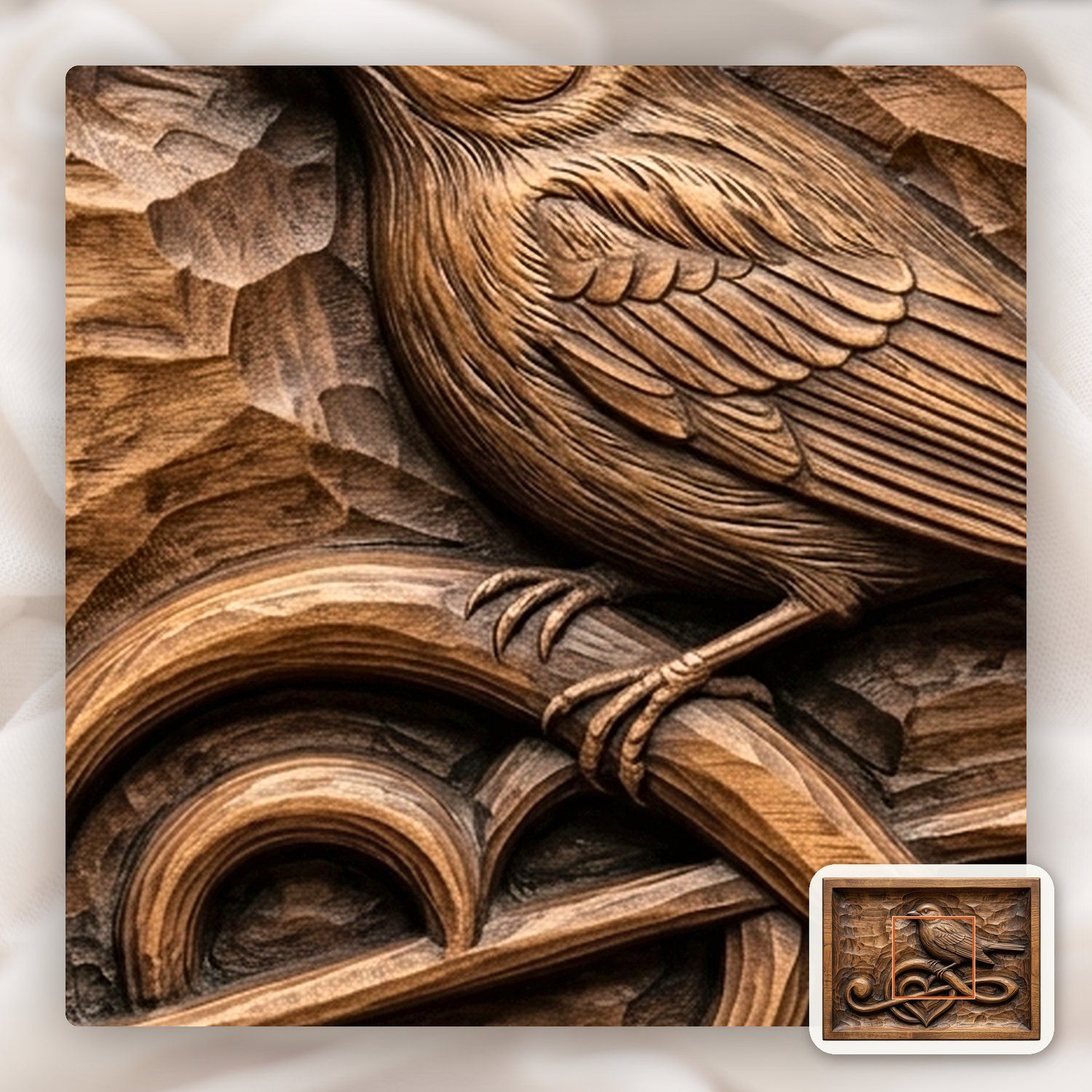 Songbird Heart Treble Clef CNC Relief STL bas-relief STL — view 11