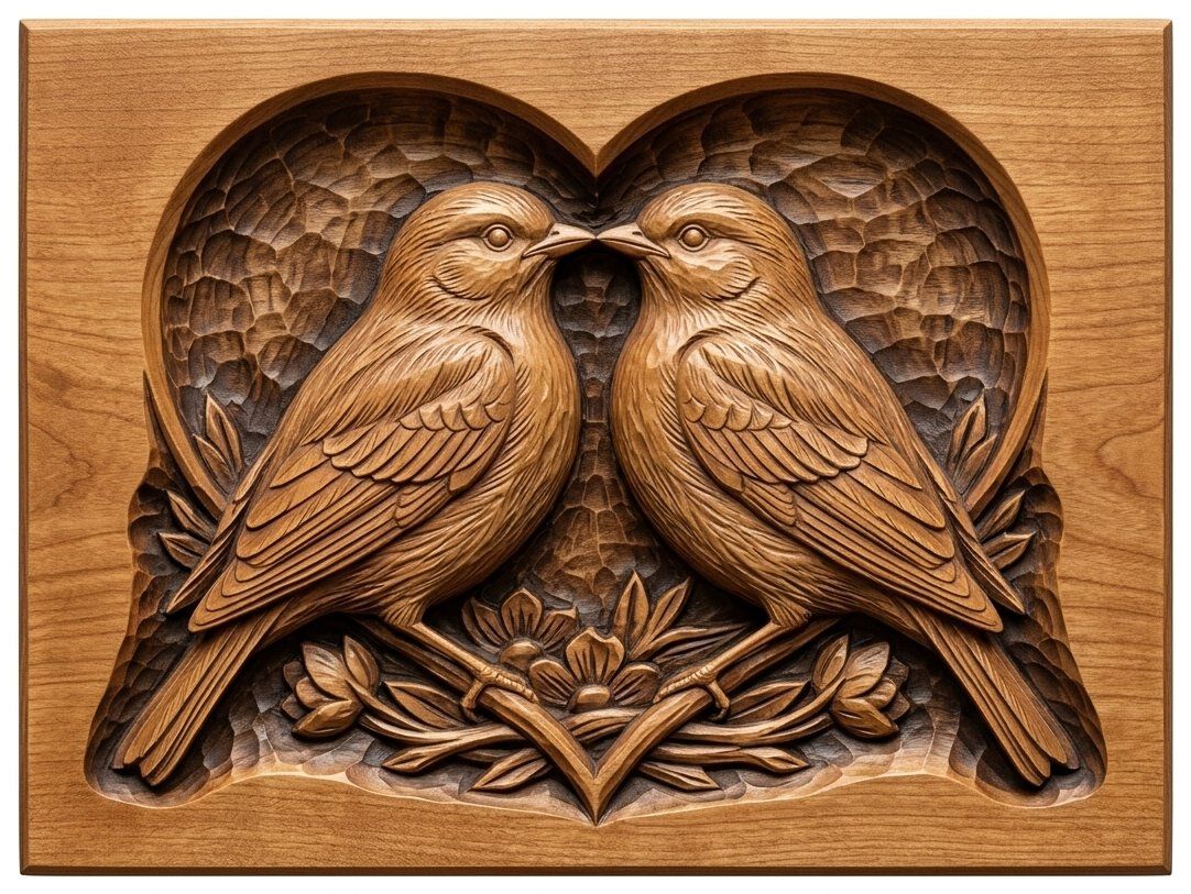 Songbird Love Heart CNC Relief STL bas-relief STL — view 12