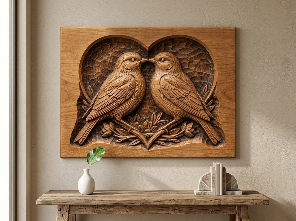 Songbird Love Heart CNC Relief STL bas-relief STL — view 13