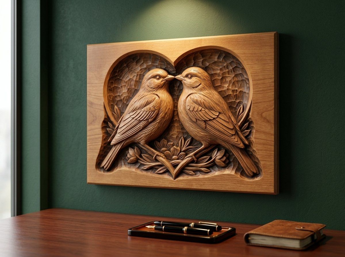Songbird Love Heart CNC Relief STL bas-relief STL — view 14