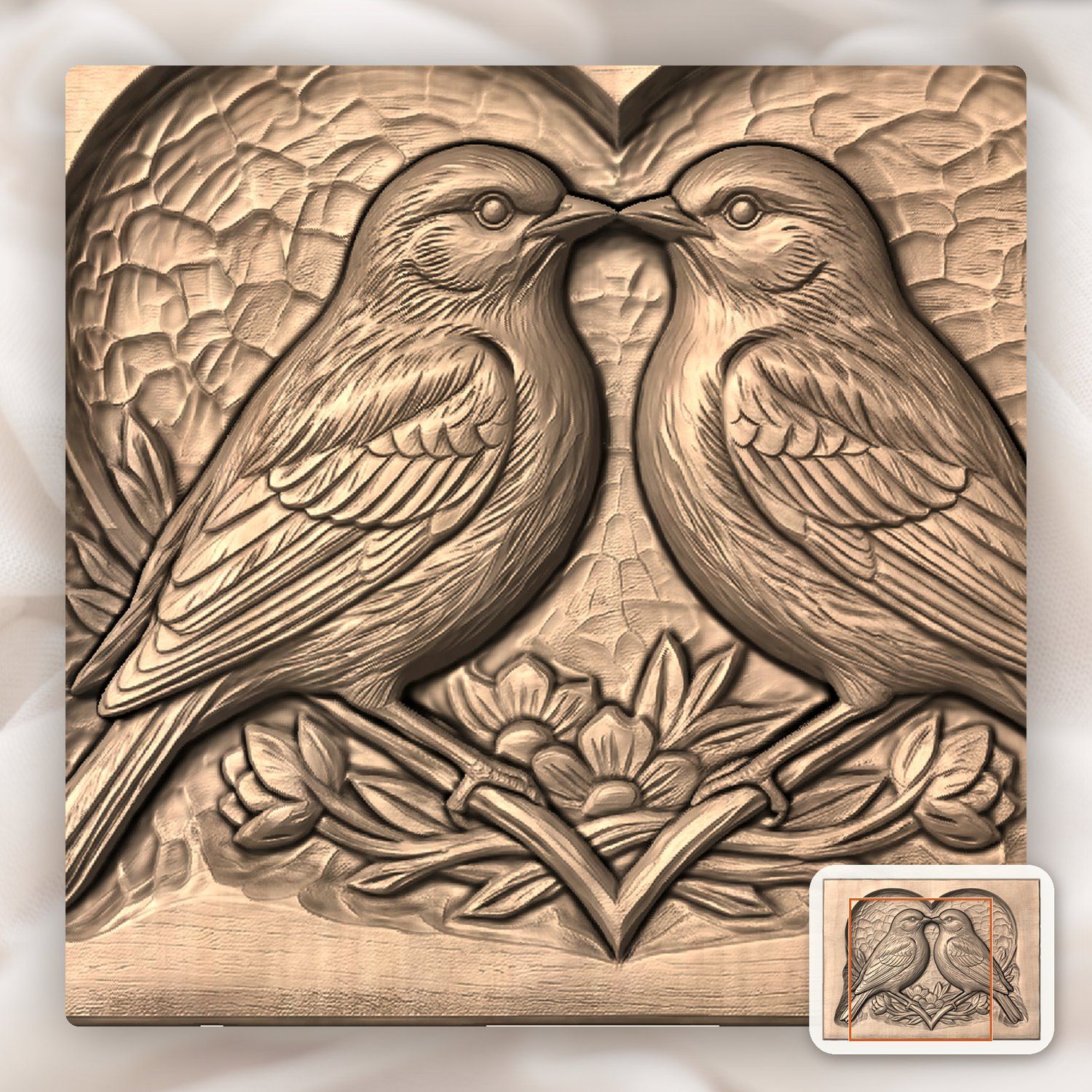 Songbird Love Heart CNC Relief STL bas-relief STL — view 6