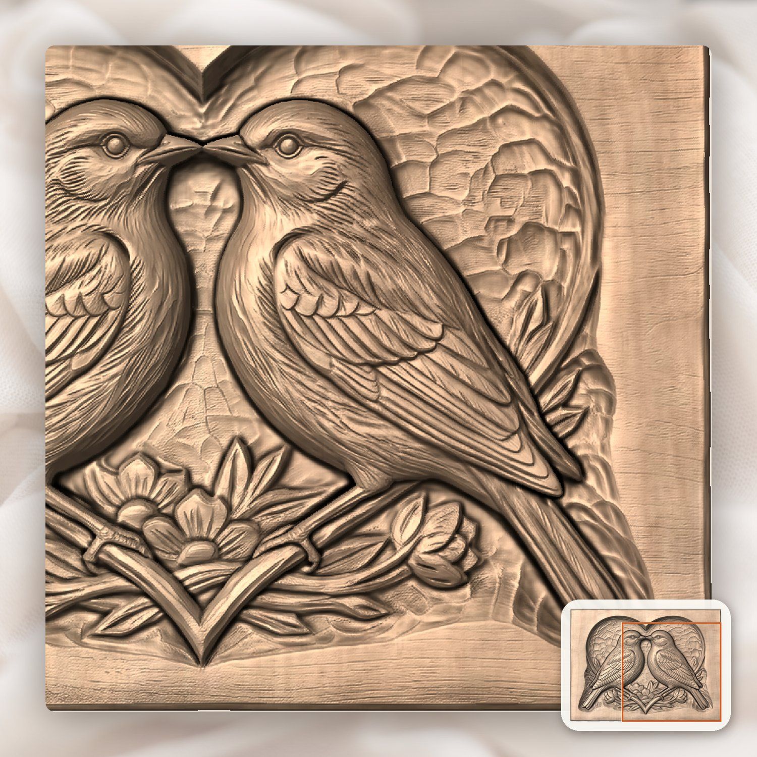 Songbird Love Heart CNC Relief STL bas-relief STL — view 7