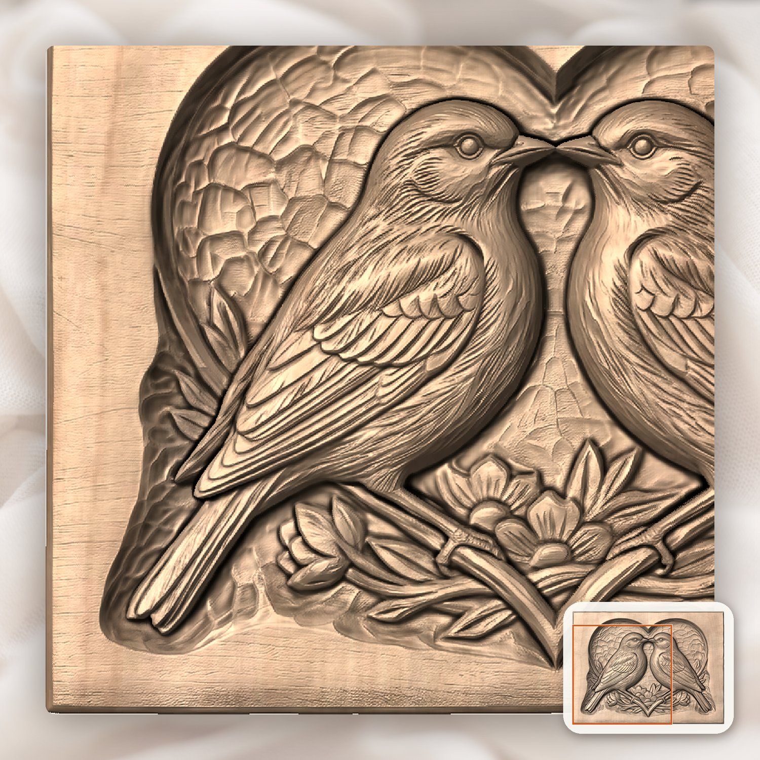 Songbird Love Heart CNC Relief STL bas-relief STL — view 8