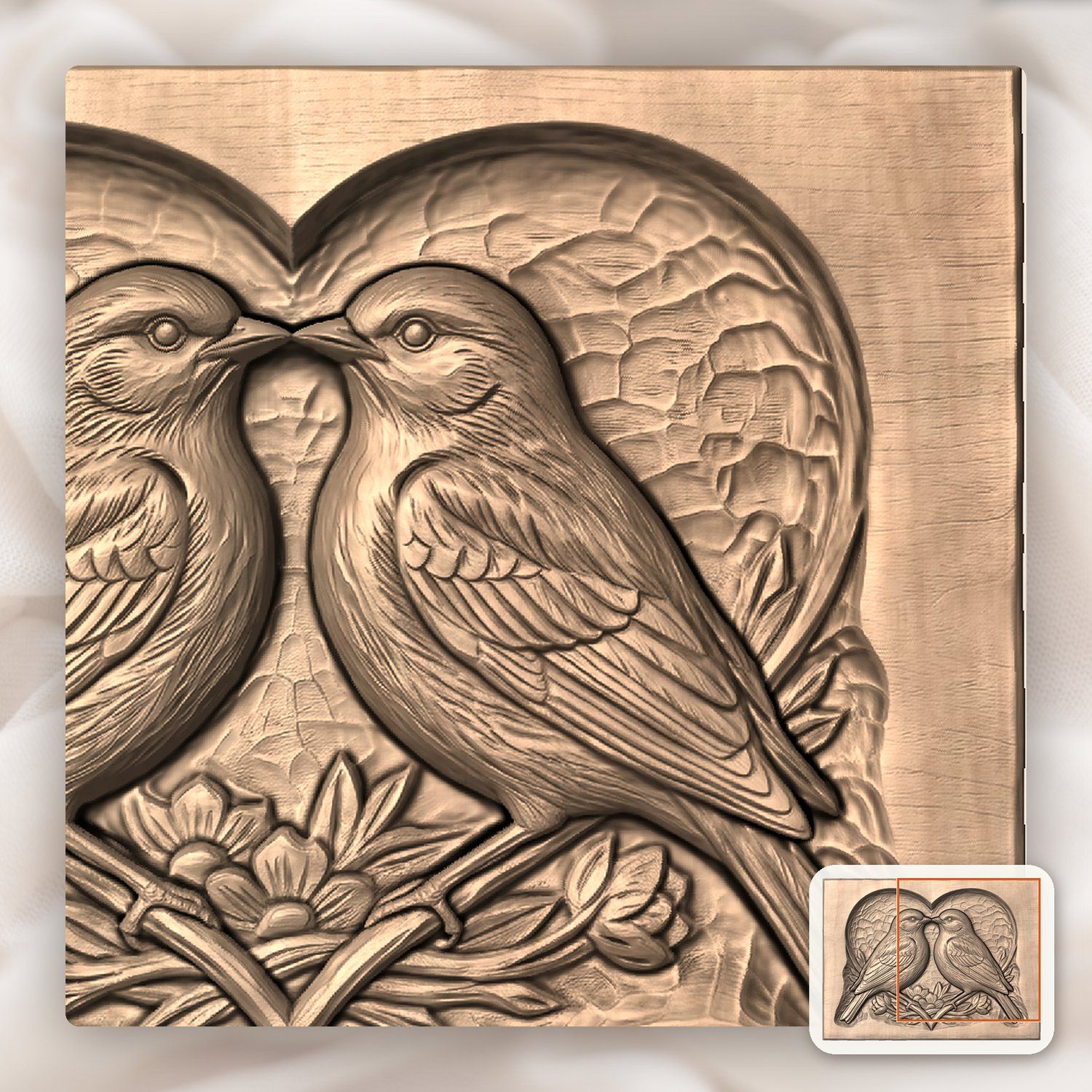 Songbird Love Heart CNC Relief STL bas-relief STL — view 9