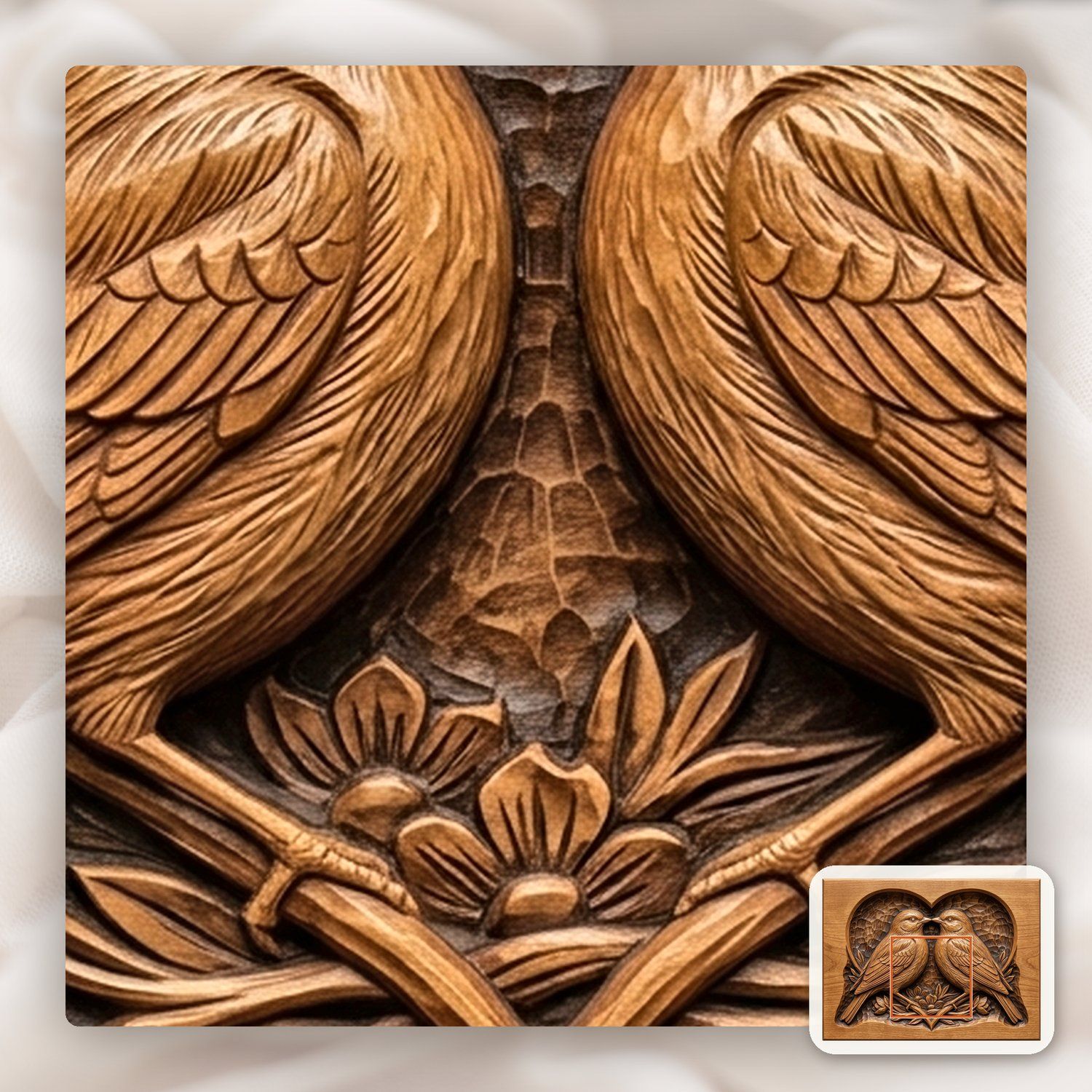 Songbird Love Heart CNC Relief STL bas-relief STL — view 10