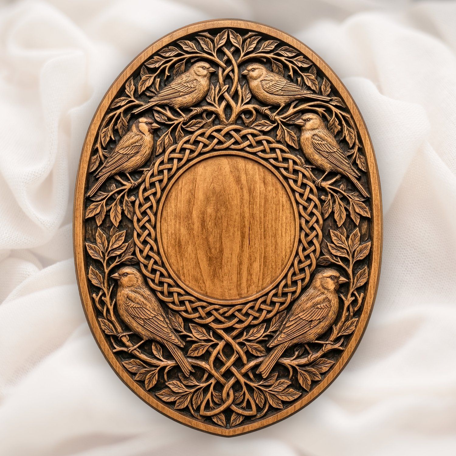 Songbirds and Celtic Knotwork Trophy Shield CNC Relief STL bas-relief STL design