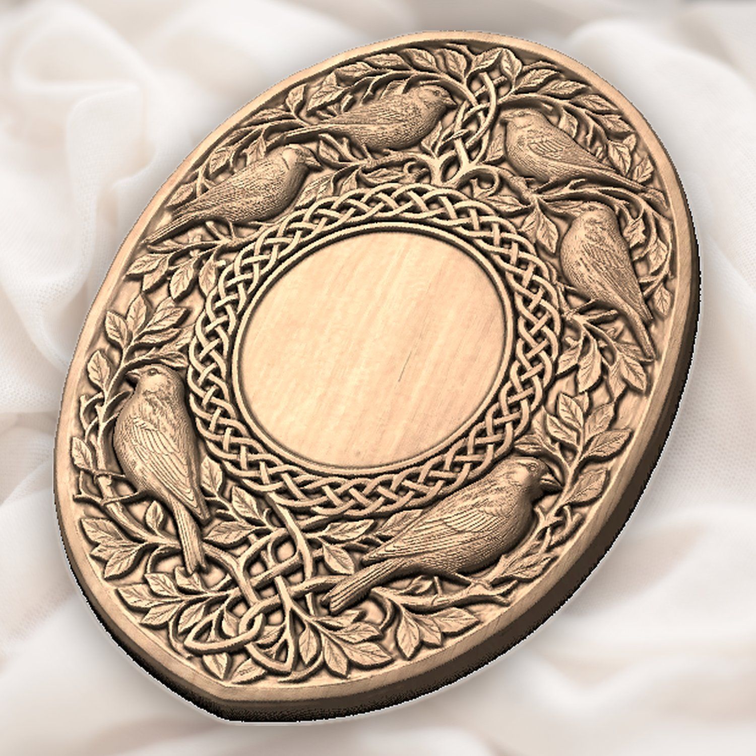 Songbirds and Celtic Knotwork Trophy Shield CNC Relief STL bas-relief STL — view 4