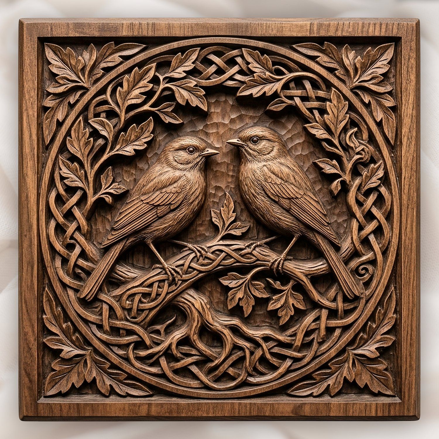 Songbirds on Celtic Tree of Life CNC Relief STL bas-relief STL design