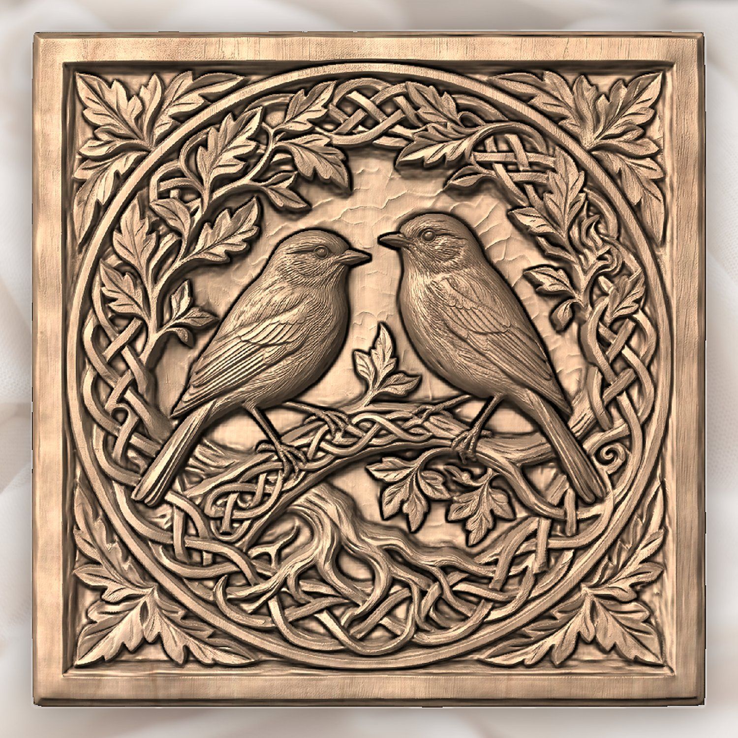 Songbirds on Celtic Tree of Life CNC Relief STL bas-relief STL — view 4