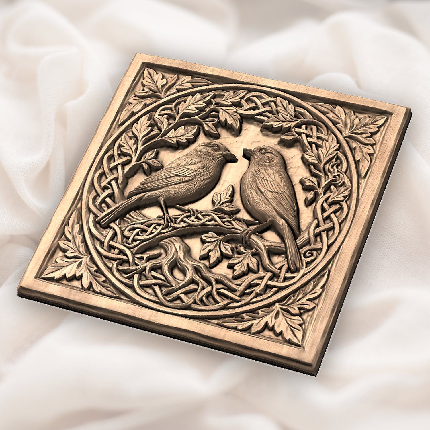 Songbirds on Celtic Tree of Life CNC Relief STL bas-relief STL — view 5