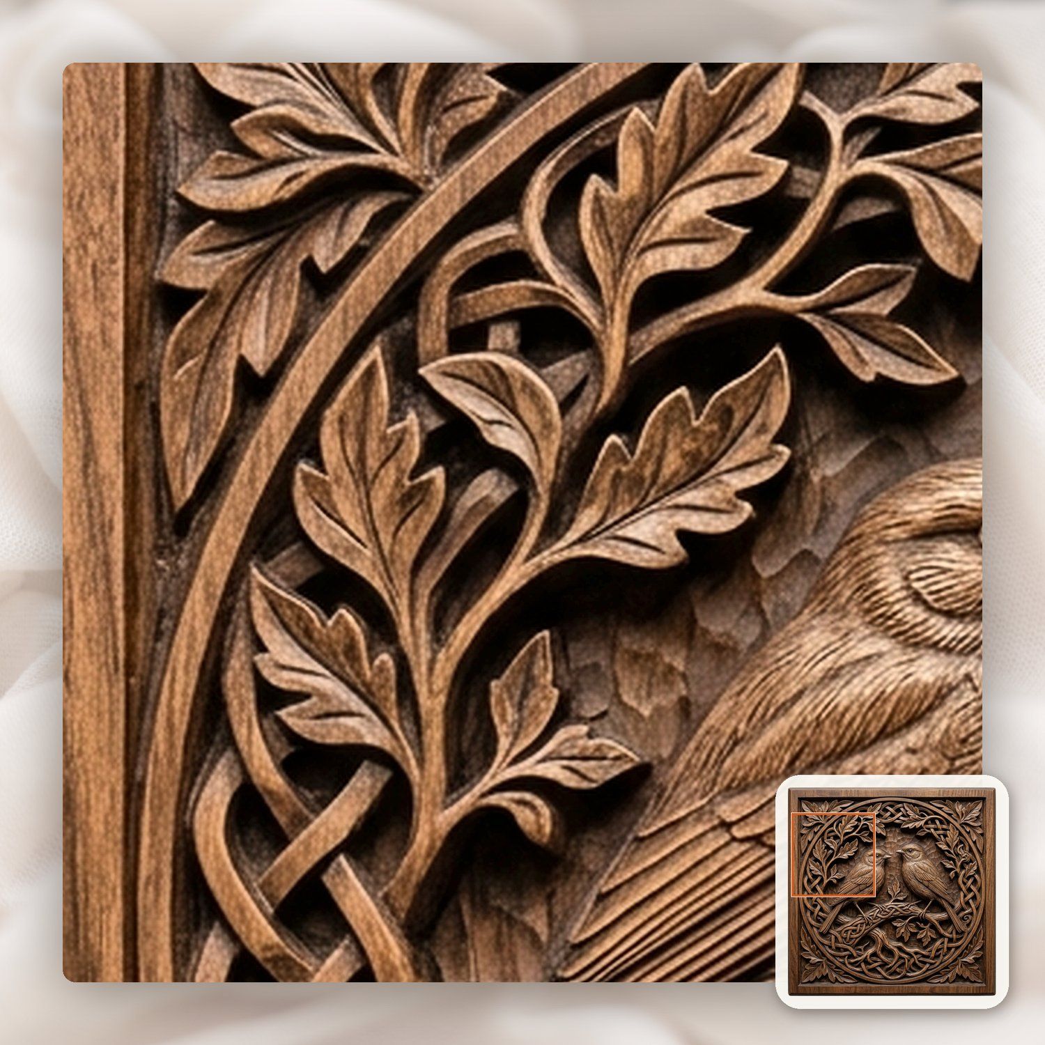 Songbirds on Celtic Tree of Life CNC Relief STL bas-relief STL — view 11