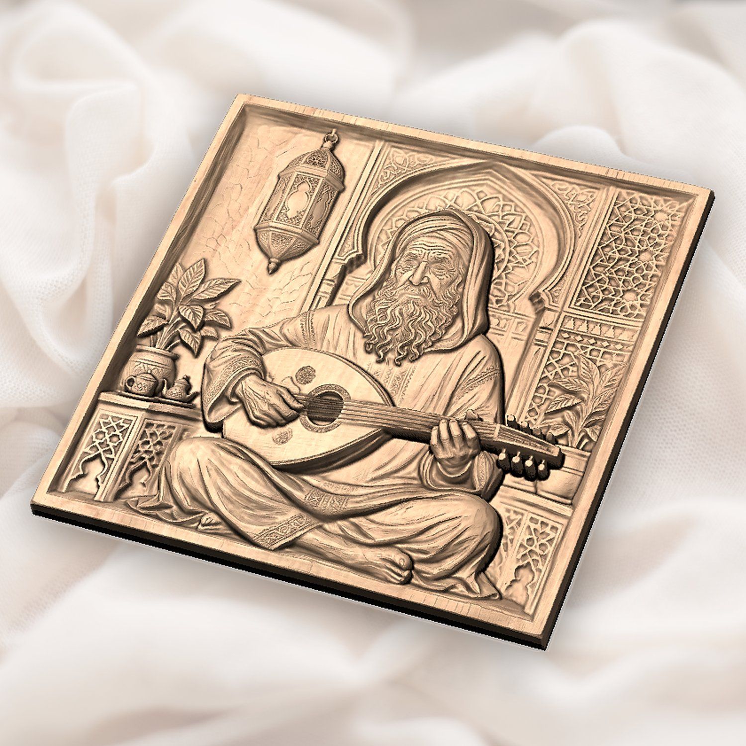 Soulful Musician playing Oud Lute Scene CNC Relief STL bas-relief STL — view 5