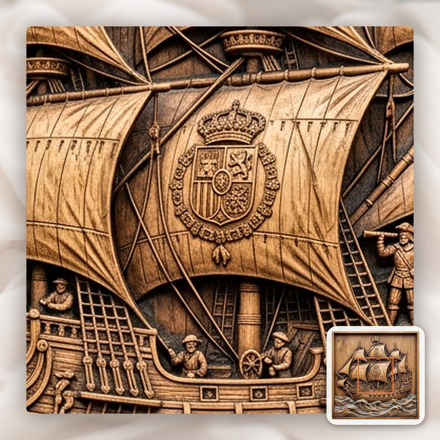 Spanish Galleon Warship CNC Relief STL bas-relief STL — view 10