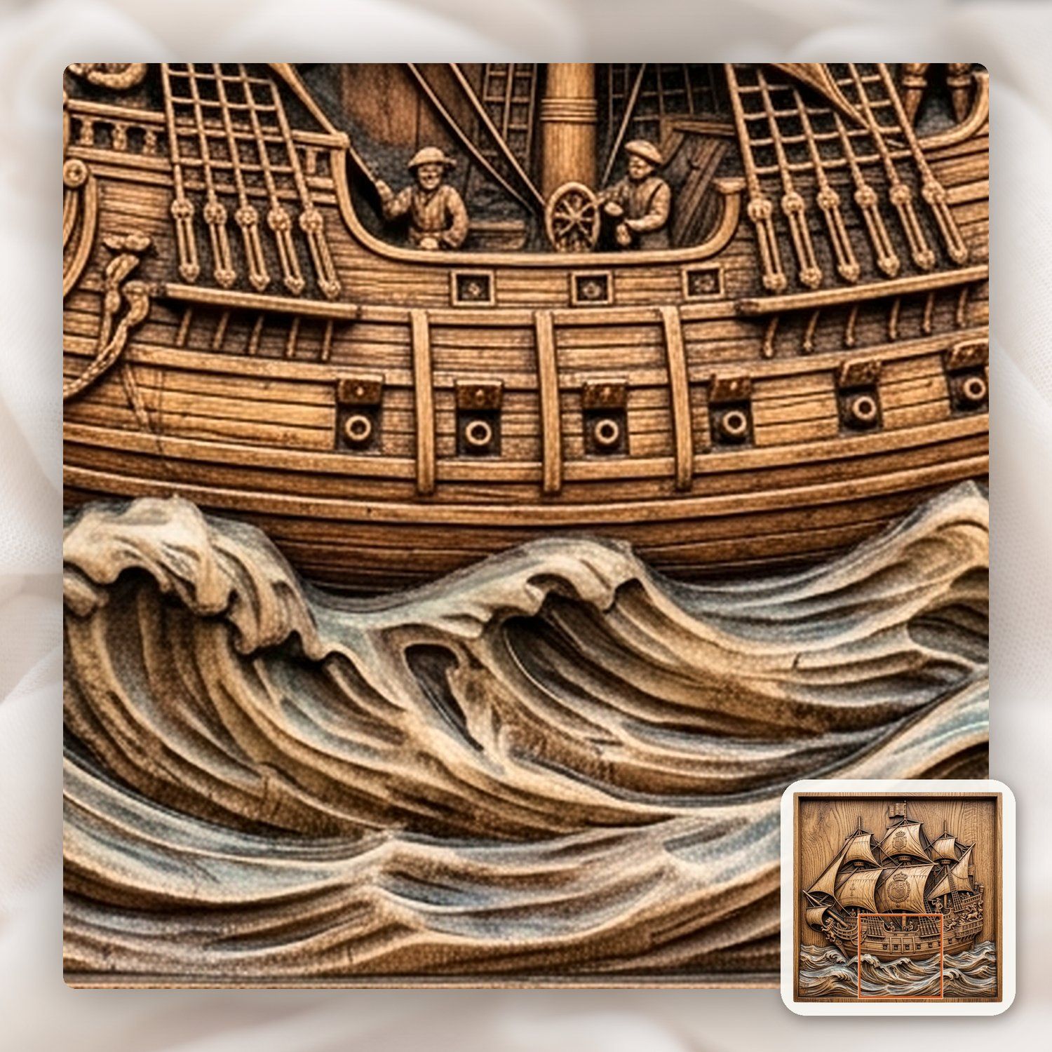 Spanish Galleon Warship CNC Relief STL bas-relief STL — view 11