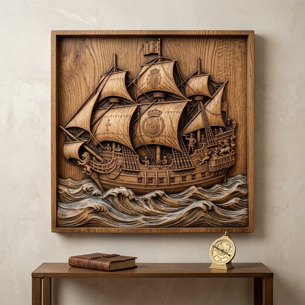 Spanish Galleon Warship CNC Relief STL bas-relief STL — view 12