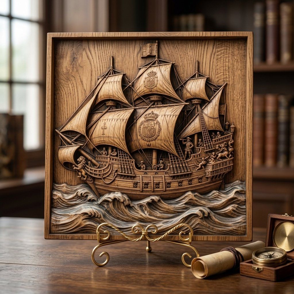 Spanish Galleon Warship CNC Relief STL bas-relief STL — view 13