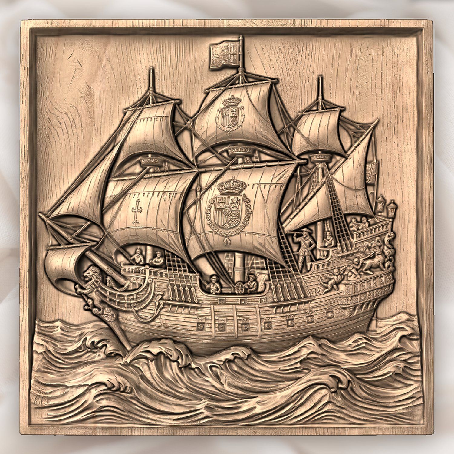 Spanish Galleon Warship CNC Relief STL bas-relief STL — view 3