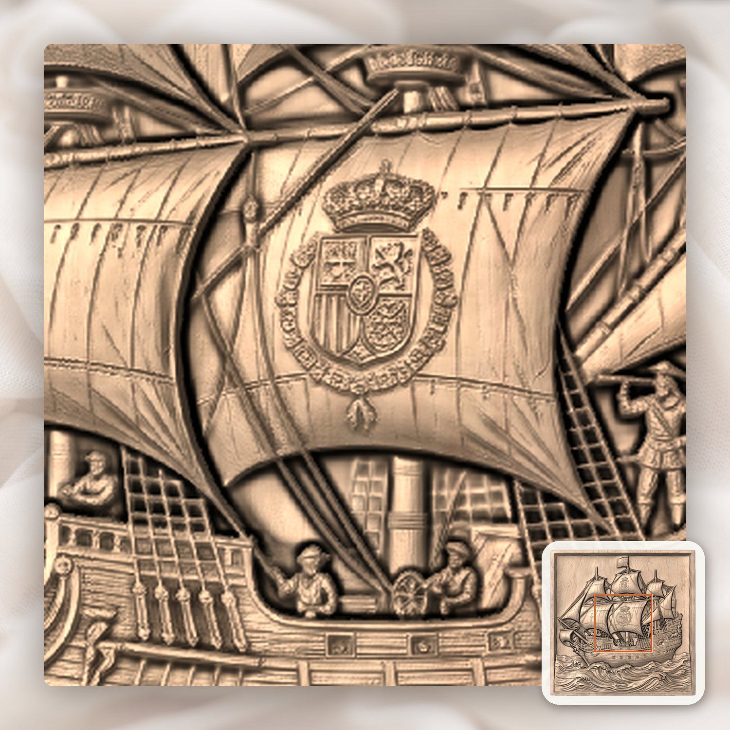 Spanish Galleon Warship CNC Relief STL bas-relief STL — view 6