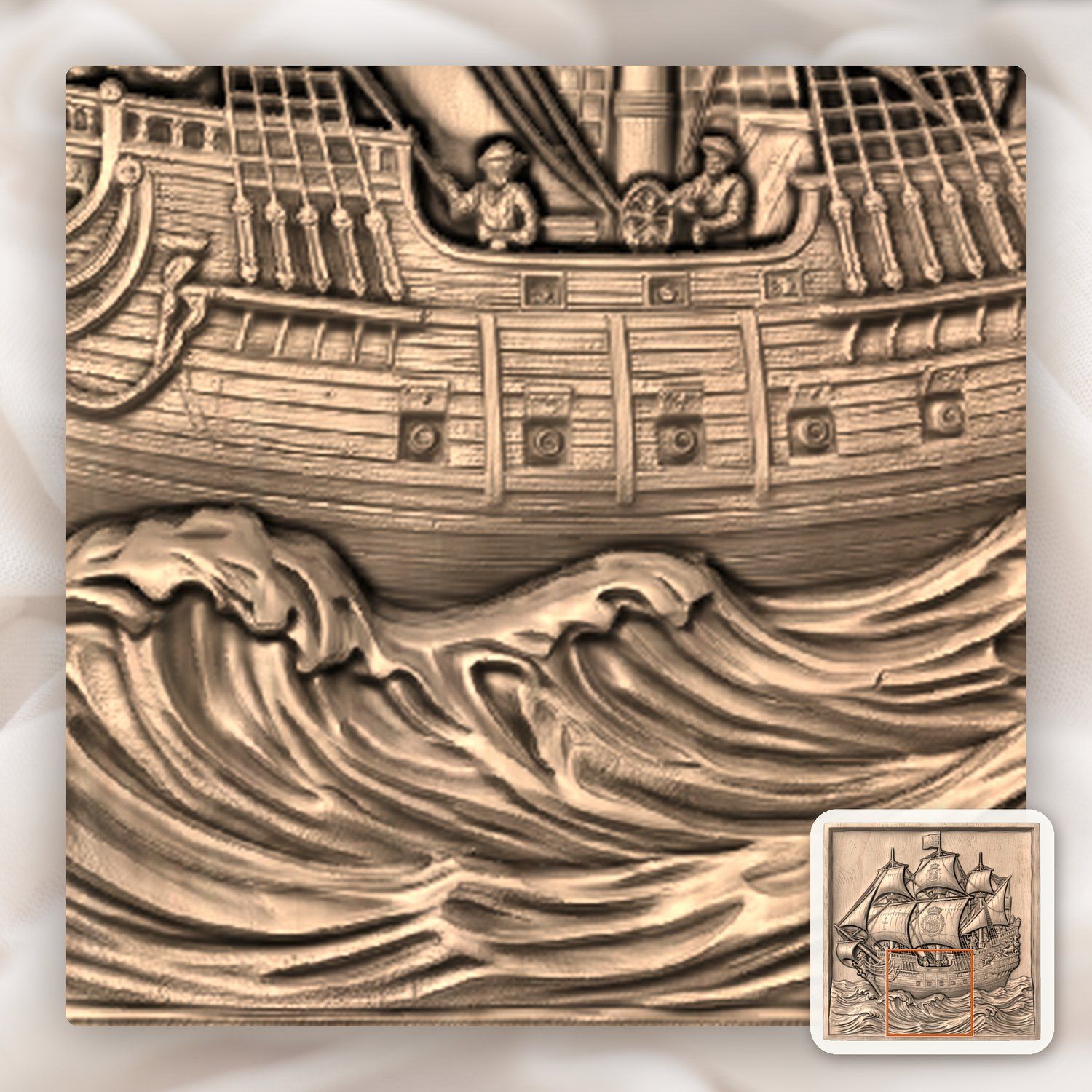 Spanish Galleon Warship CNC Relief STL bas-relief STL — view 7
